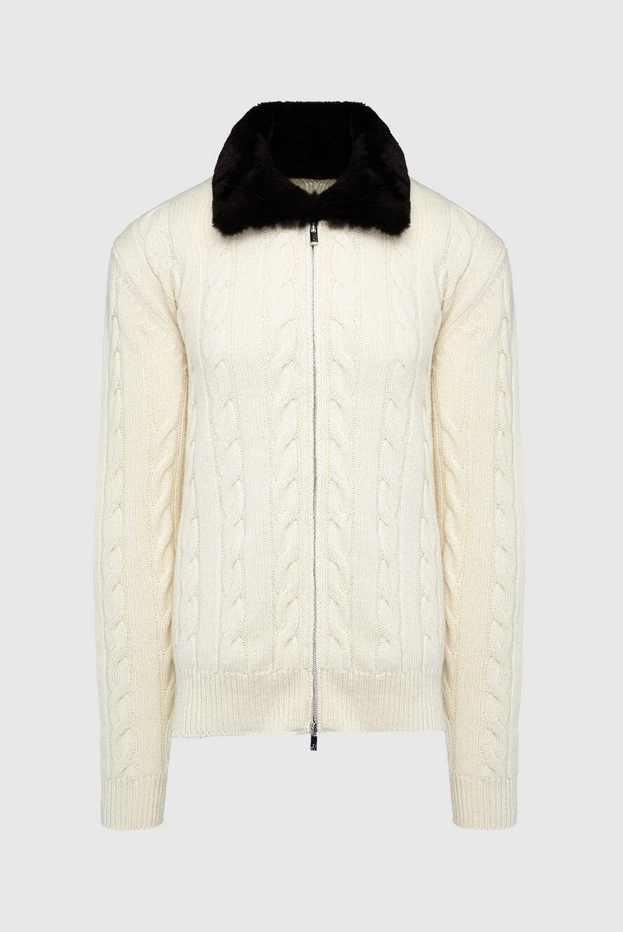 Tombolini cardigan for men made of wool and natural fur white 161715 - photo 1