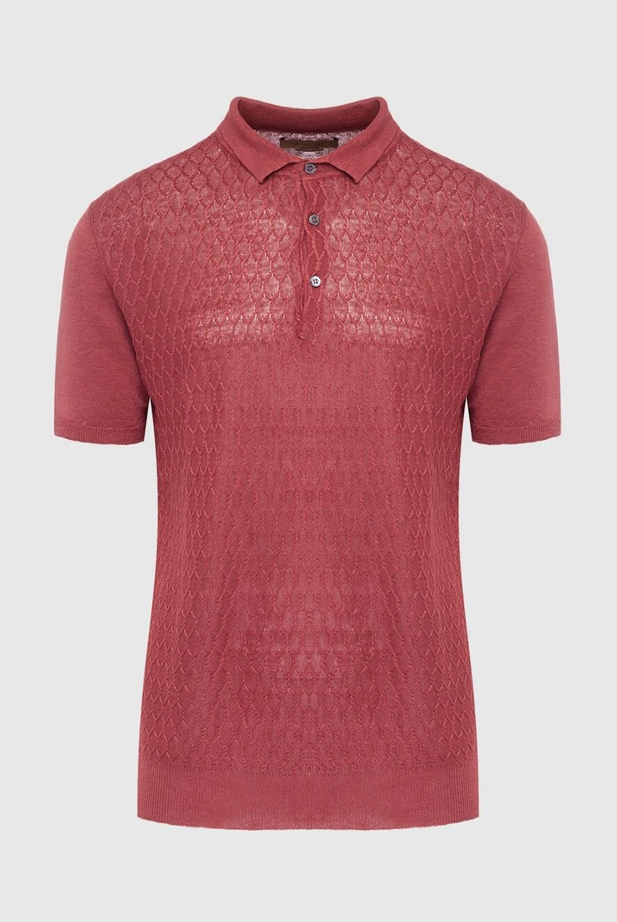 Corneliani red cotton polo shirt with a textured pattern for men 162583 - photo 1