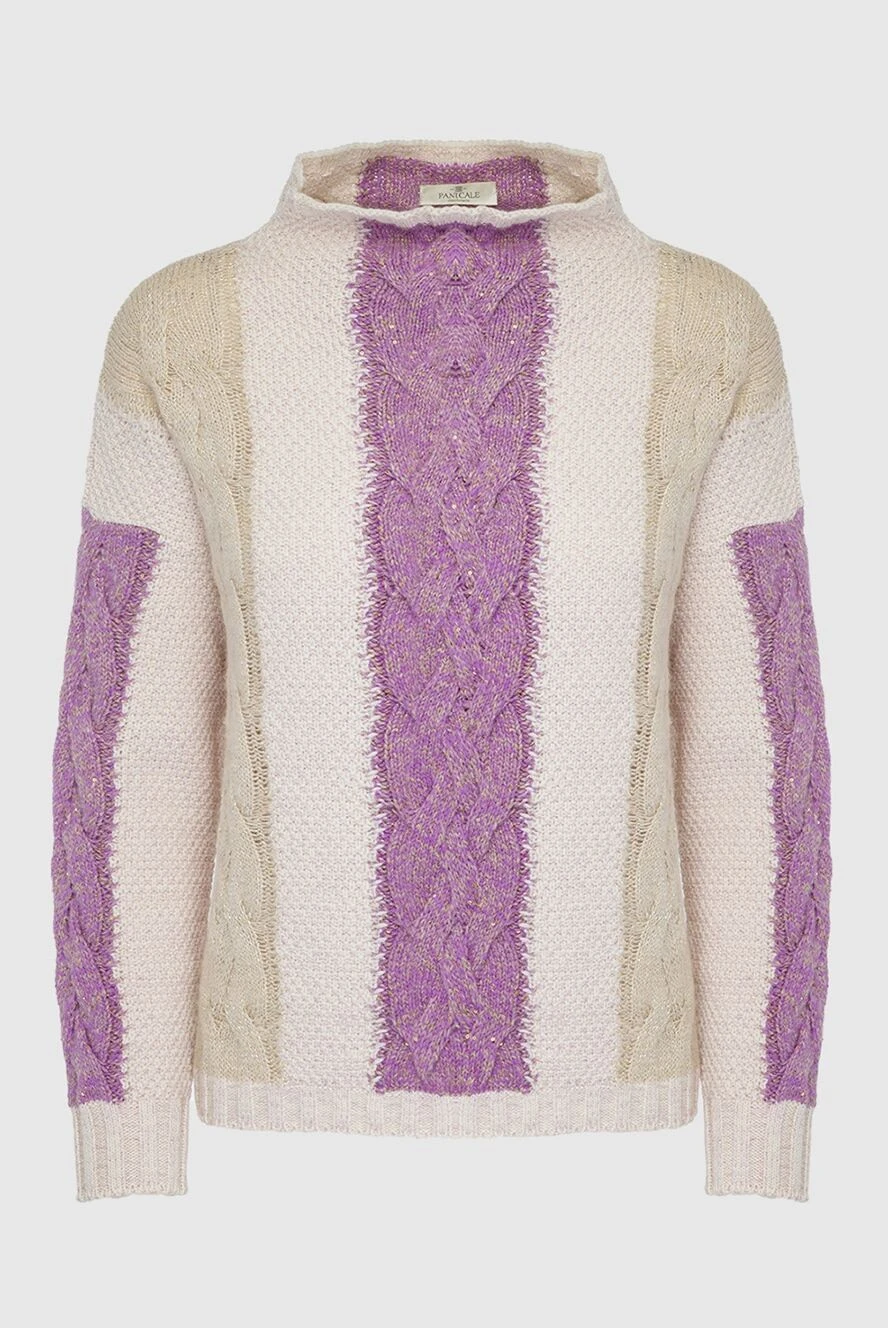 Panicale beige womens jumper with textured knitted contrasting inserts 163266 - photo 1