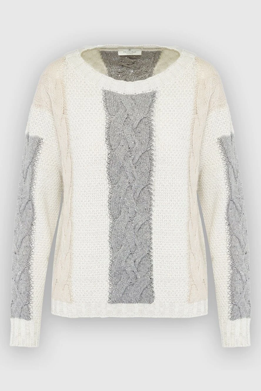 Panicale white womens jumper with textured knitted contrasting inserts 163271 - photo 1