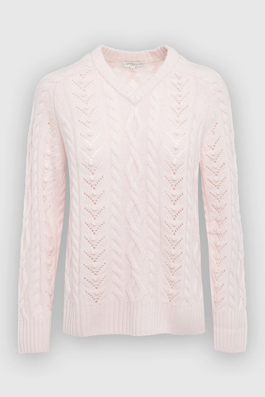 Cashmere & Silk Milano light beige cashmere womens jumper with textured knit 163540 - photo 1