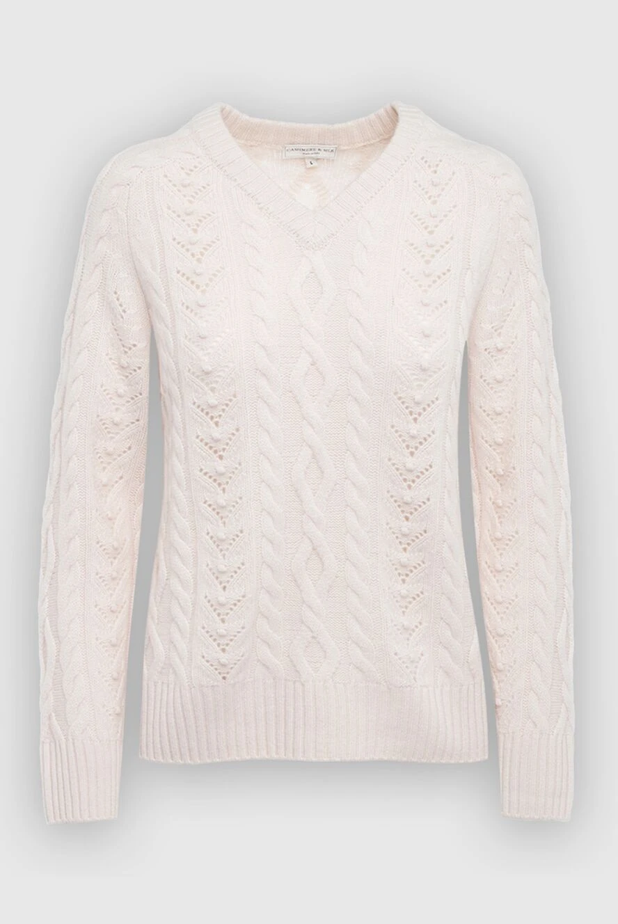 Cashmere & Silk Milano light pink cashmere womens jumper with textured knit 163542 - photo 1