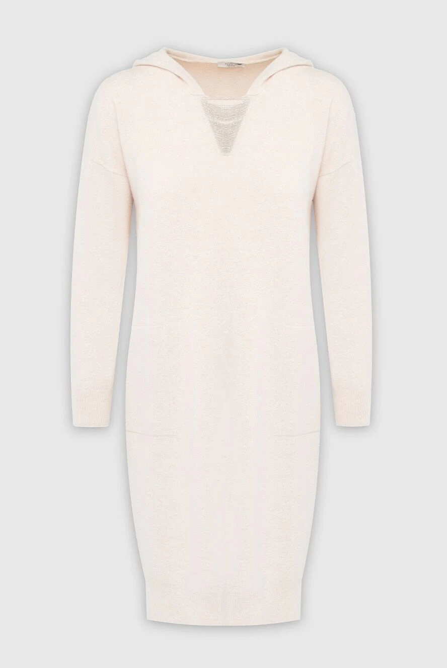 Peserico beige womens dress with a hood and decorated neckline 163711 - photo 1