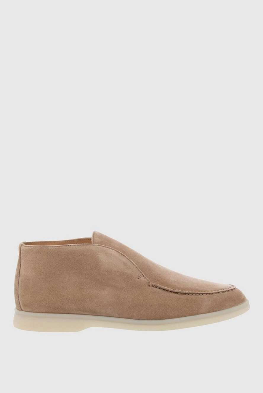 Loro Piana мужские лоферы из нубука в бежевом цвете на светлой подошве 163810 - фото 1