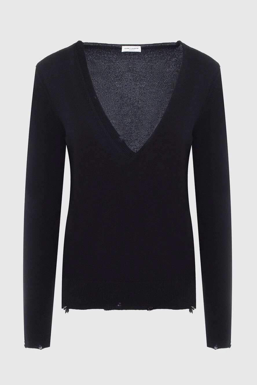 Saint Laurent джемпер из кашемира черный женский 163909 - фото 1