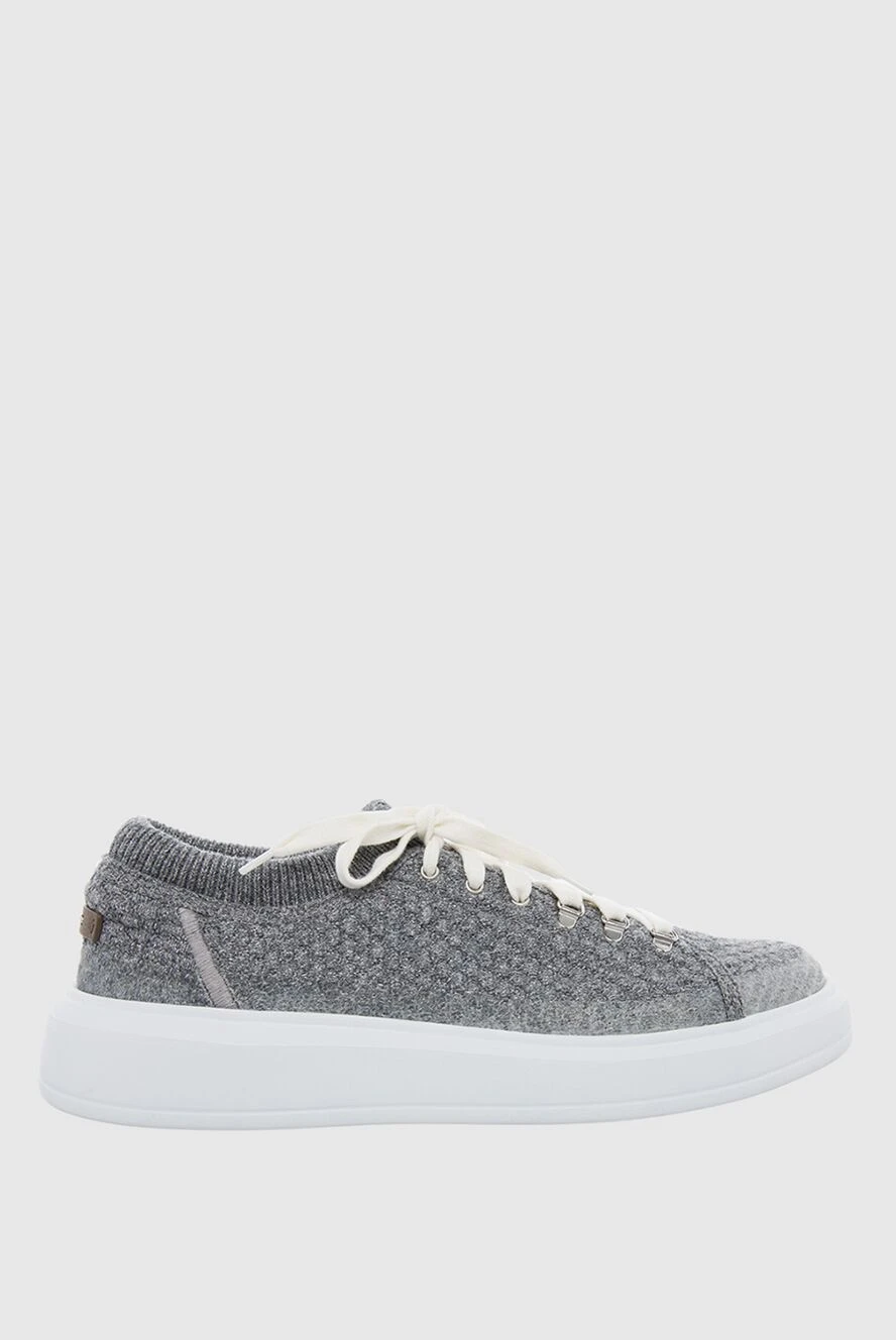Peserico women's sneakers with a textured surface and a white sole in gray 164611 - photo 1