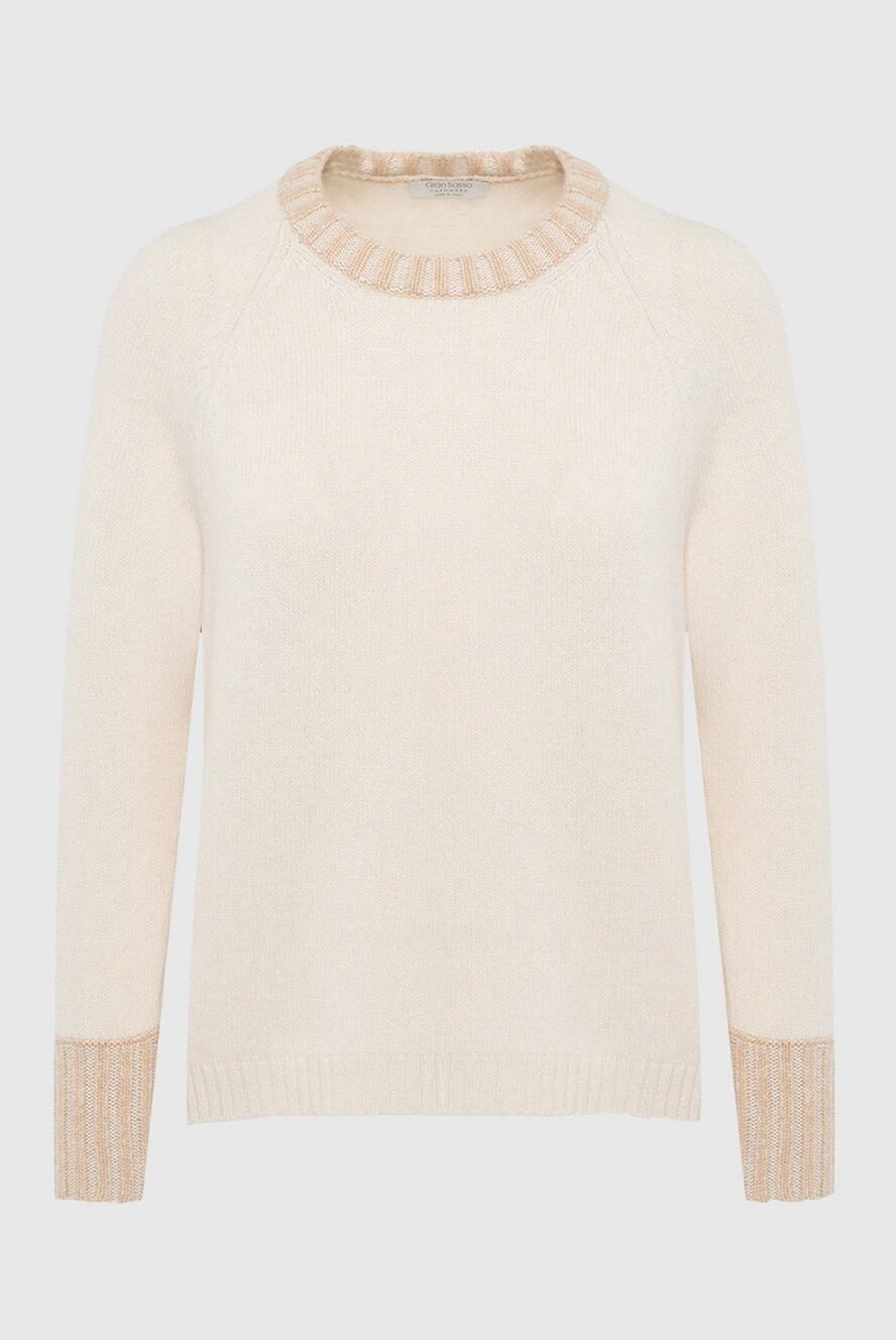 Gran Sasso beige womens cashmere jumper with contrasting cuffs and neckline 165526 - photo 1