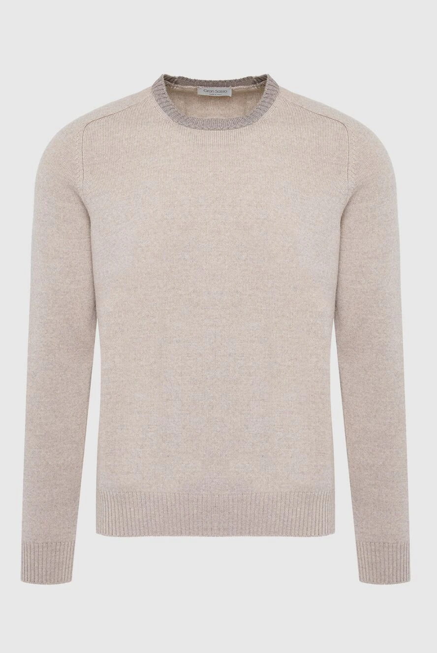 Gran Sasso beige wool jumper with contrast neckline and elbow patches for men 165632 - photo 1