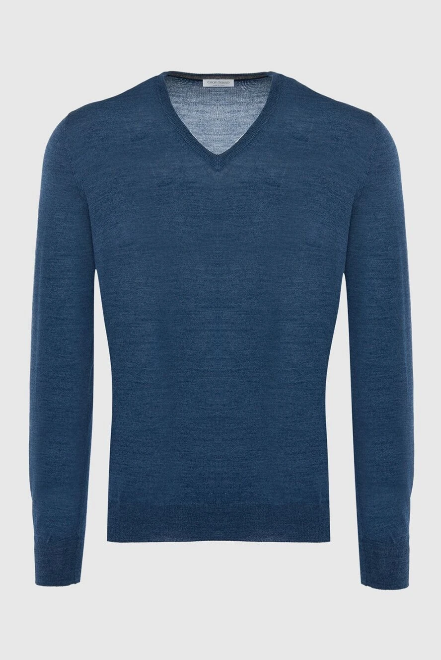 Gran Sasso blue jumper with v-neck for men 165663 - photo 1
