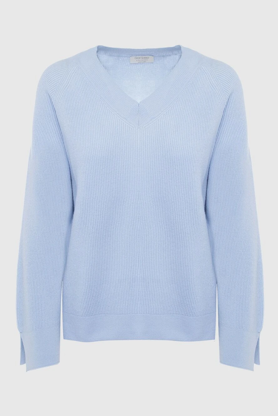 Gran Sasso blue womens cashmere jumper decorated with sleeve slits 165685 - photo 1