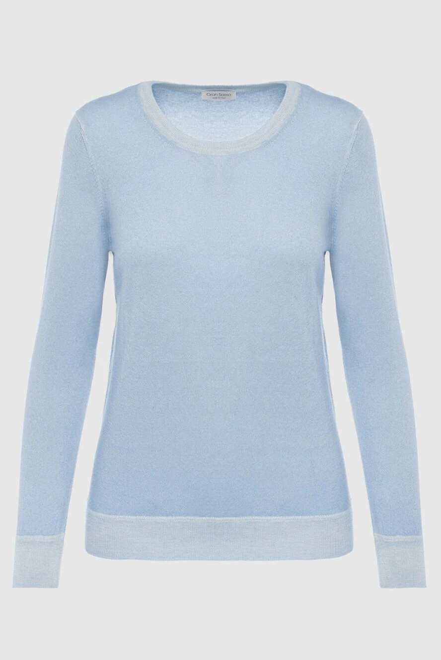 Gran Sasso light blue womens cashmere jumper with bright trims 165687 - photo 1