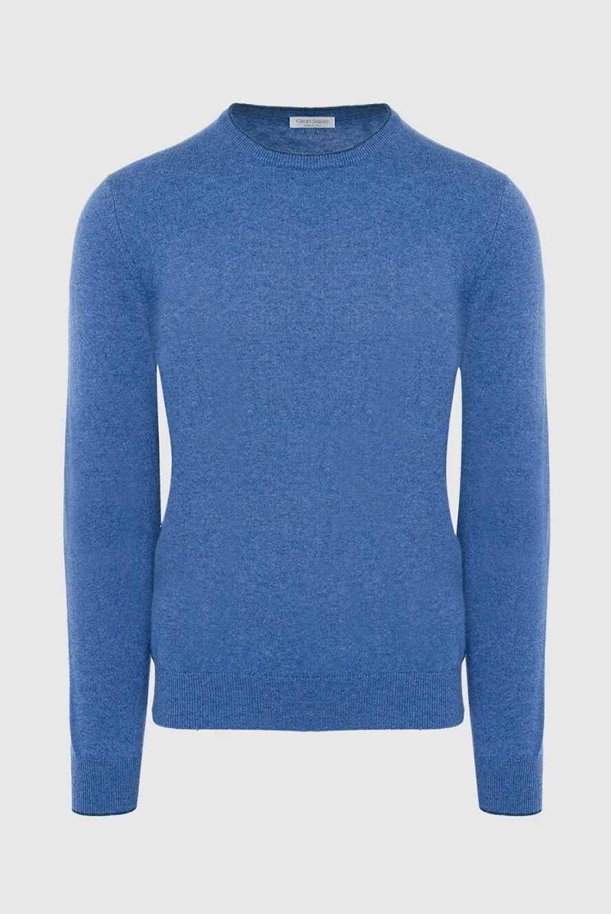 Gran Sasso blue cashmere jumper with contrast elbow patches for men 165696 - photo 1
