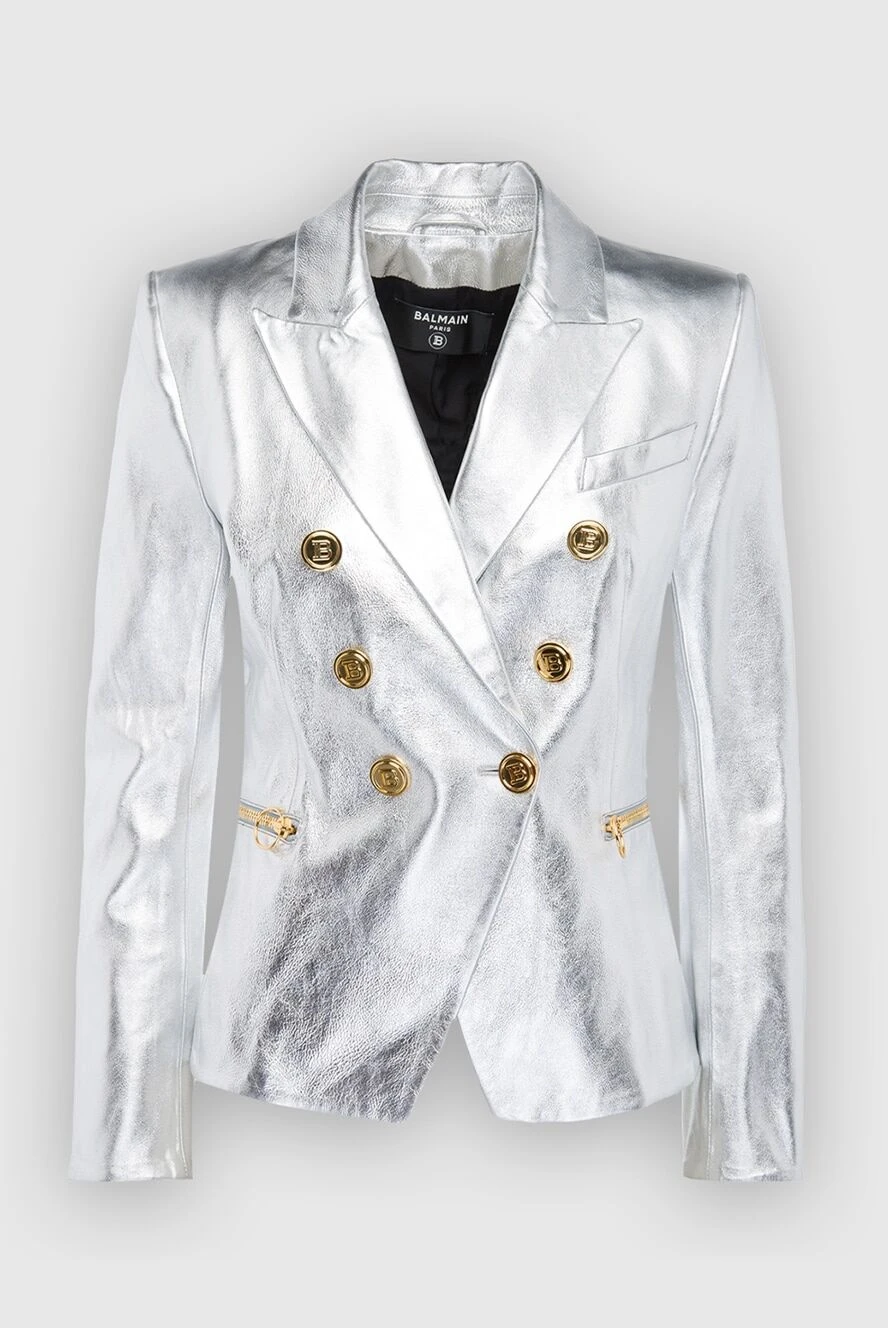 Balmain leather jacket gray for women 165790 - photo 1