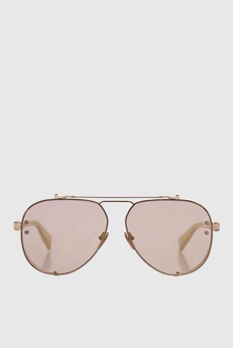 Balmain beige men's metal and plastic sunglasses for sun protection 165801 - photo 1
