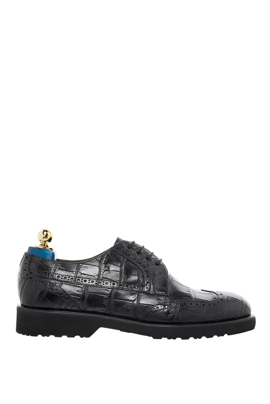 Tardini туфли дерби брогованные wingtip черные из кожи аллигатора мужские 166000 - фото 1