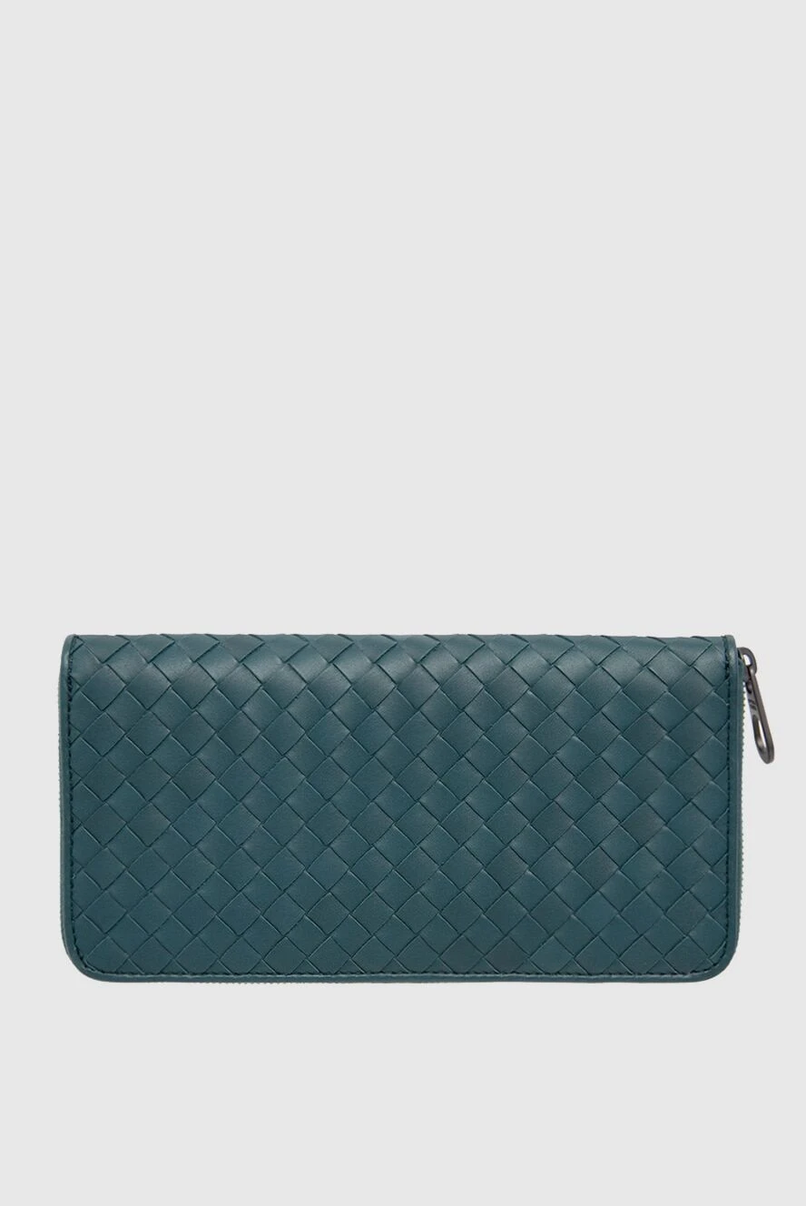 Bottega Veneta клатч-гаманець шкіряний intrecciato piccolo зелений на блискавці 166504 - фото 1