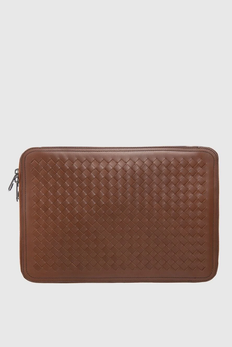 Bottega Veneta mens brown intrecciato leather crossbody bag with a zipper 166525 - photo 1