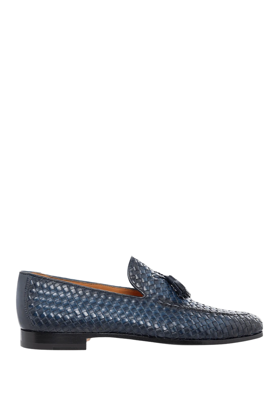 Magnanni чоловічі лофери з плетеної шкіри у синьому кольорі 166547 - фото 1