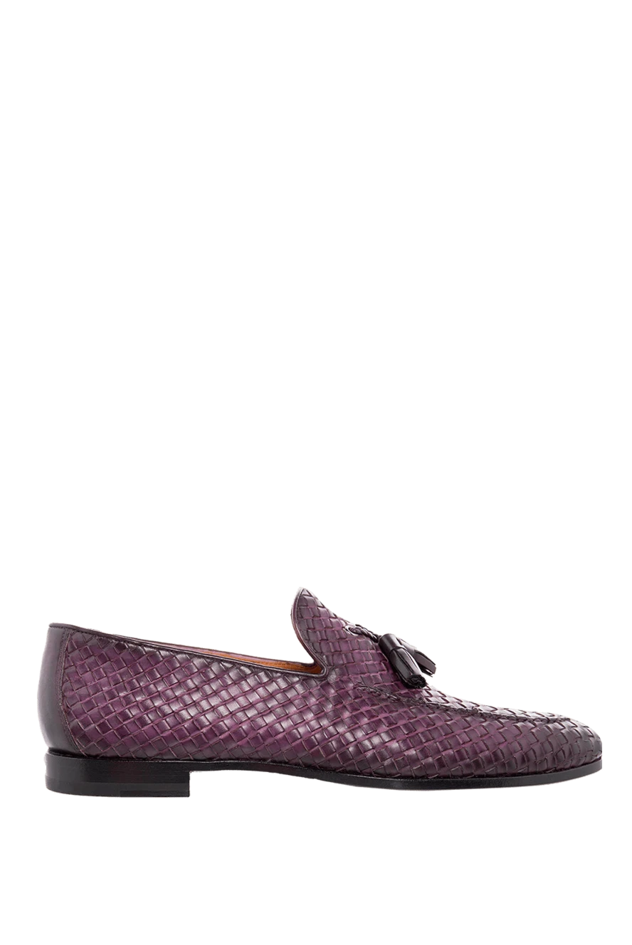 Magnanni чоловічі лофери з плетеної шкіри у світло-фіолетовому кольорі з декором 166550 - фото 1