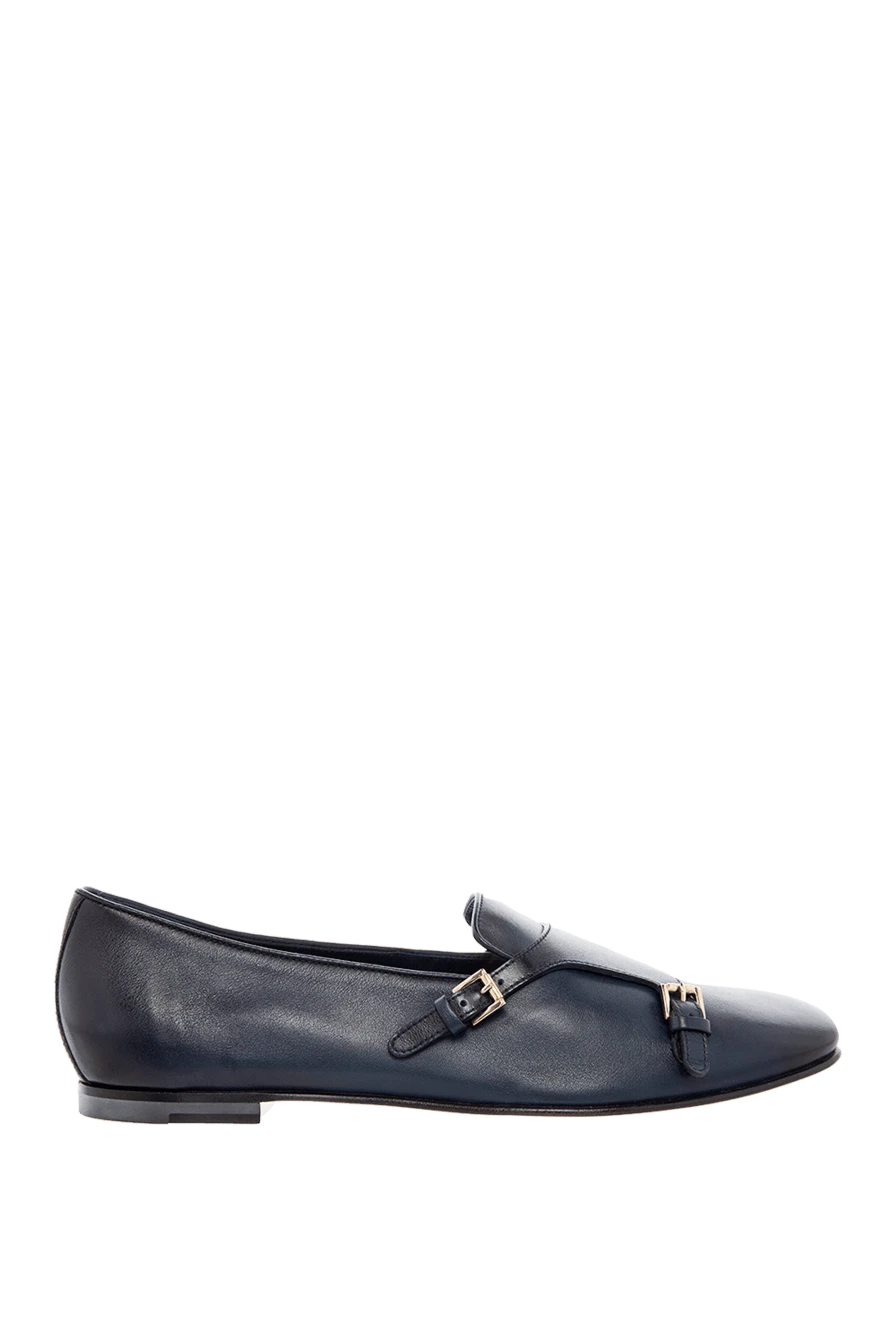 Santoni туфлі жіночі сині шкіряні з ремінцями 166750 - фото 1