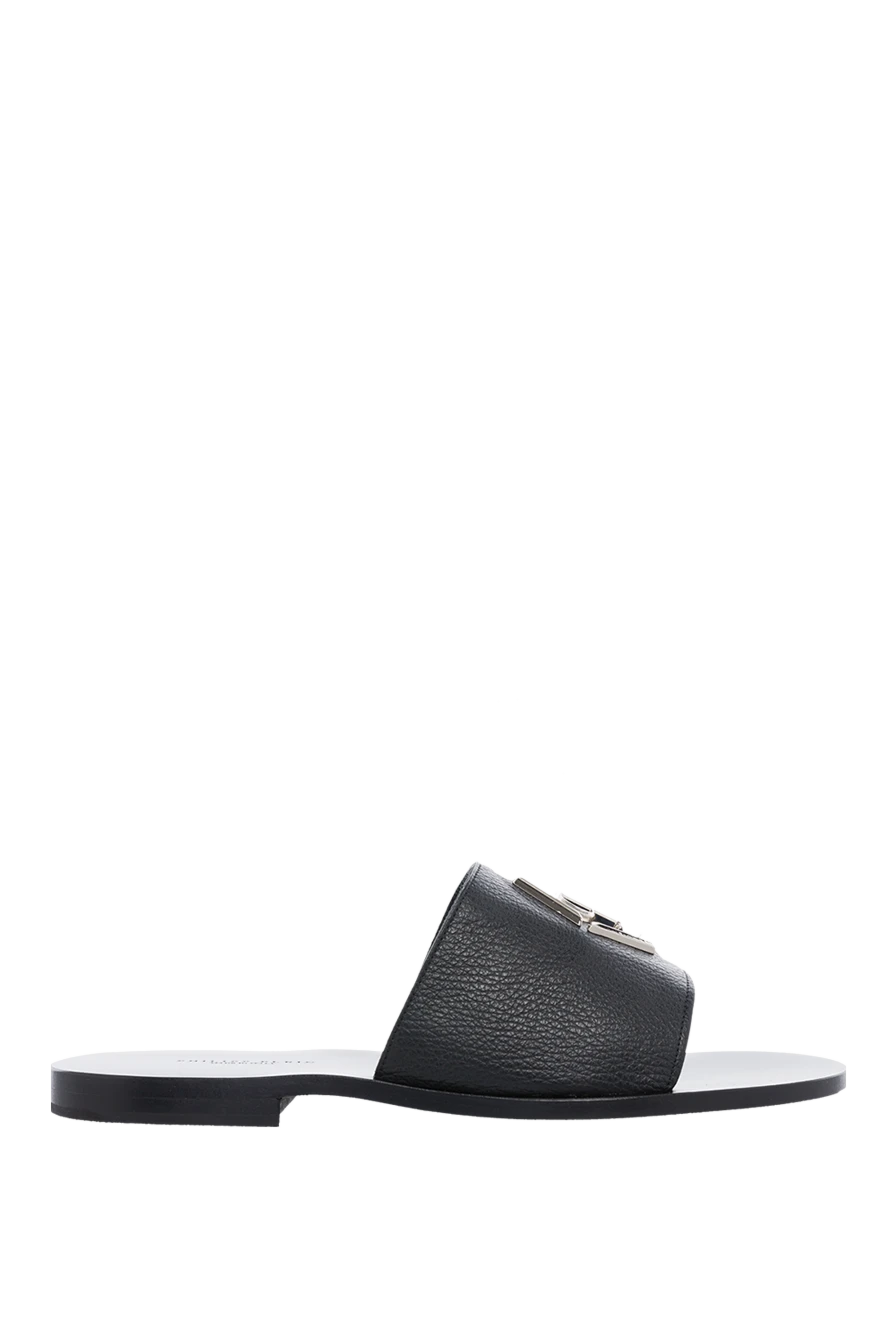 Philipp Plein шльопанці зі шкіри чорні чоловічі 166847 - фото 1