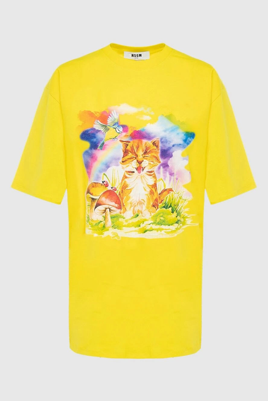 MSGM футболка з бавовни жовта жіноча 166860 - фото 1