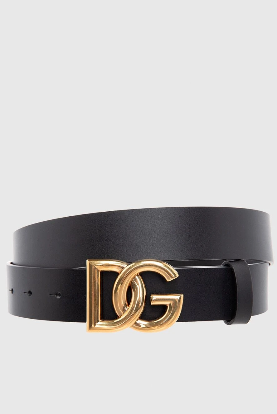 Dolce & Gabbana ремінь шкіряний з великою пряжкою-логотипом чорний чоловічий 166993 - фото 1