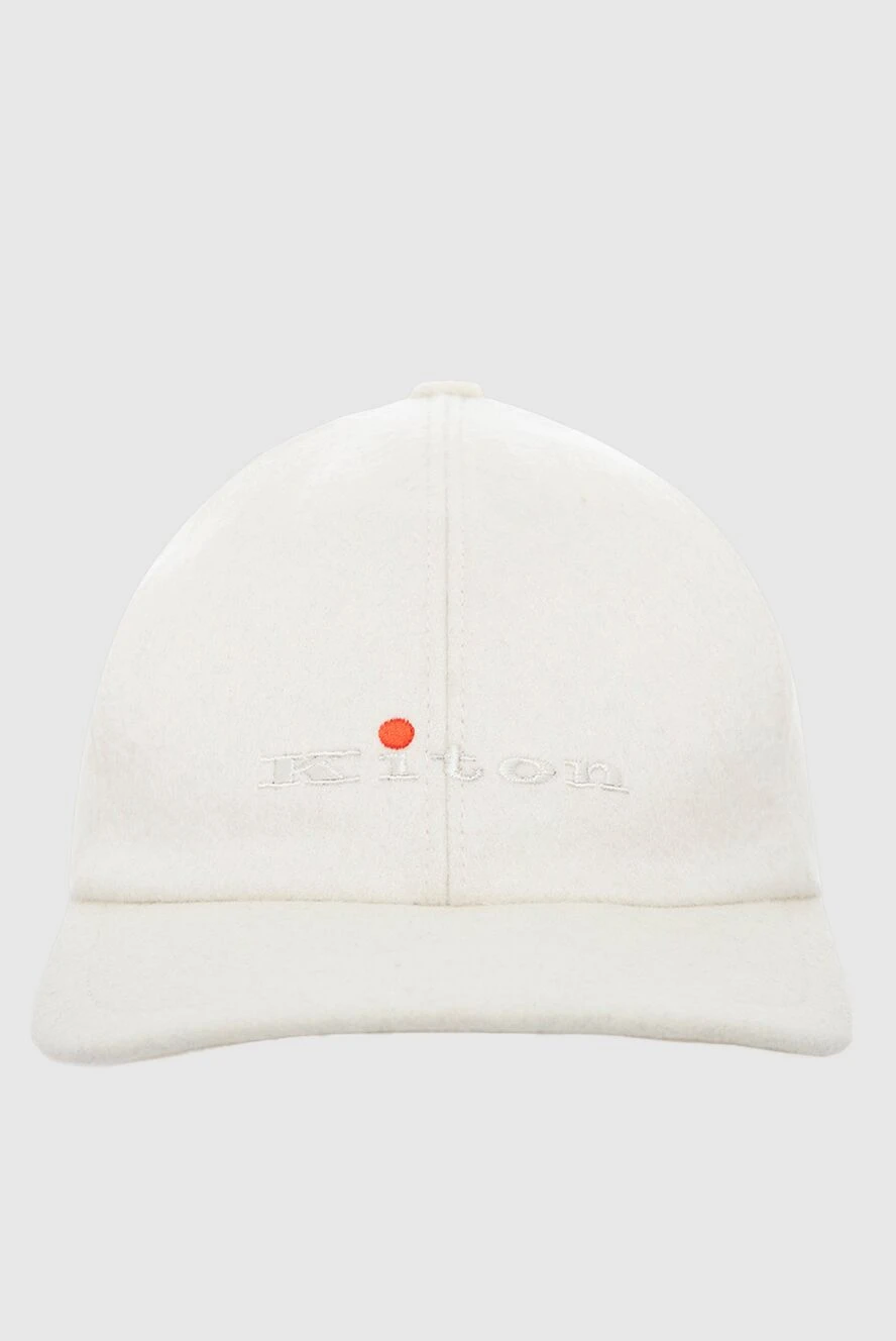 Kiton white cashmere cap decorated with embroidered logo for men 167011 - photo 1