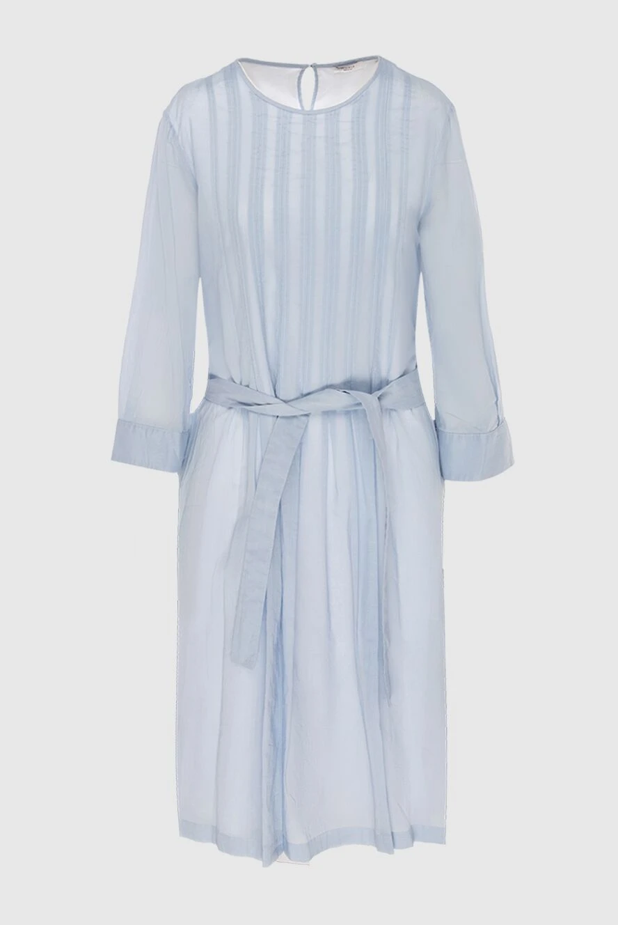 Peserico cotton dress with a belt blue decorated with fabric gathers women's 167878 - photo 1