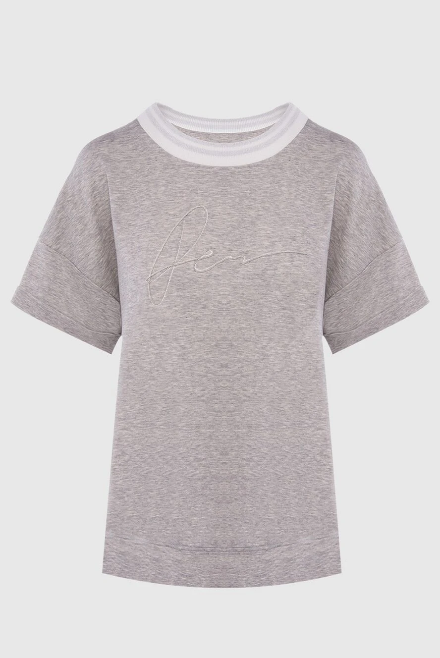 Peserico grey womens loose-fit t-shirt with a contrasting stripe on the neckline 167879 - photo 1