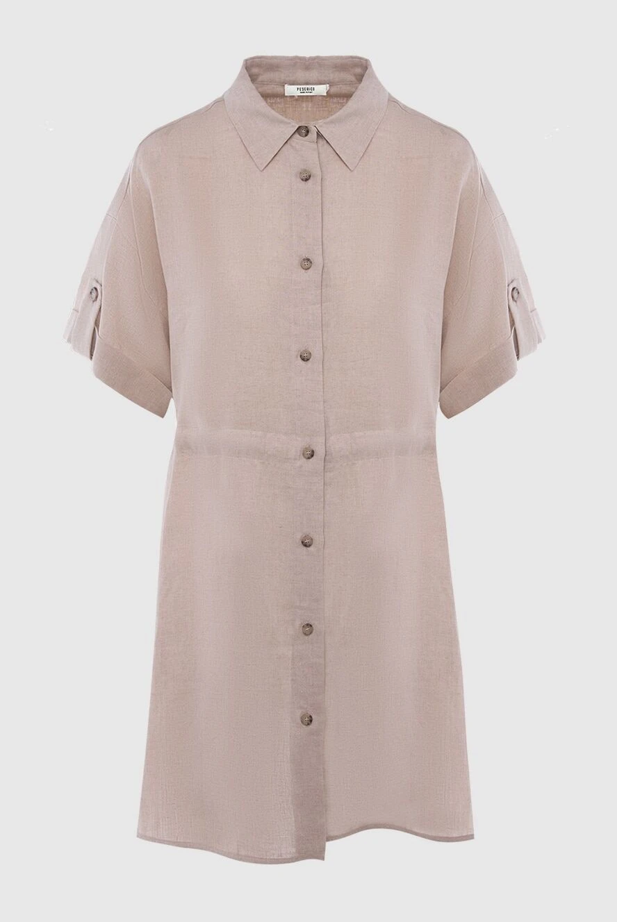 Peserico linen shirt dress with a drawstring beige women's 167900 - photo 1