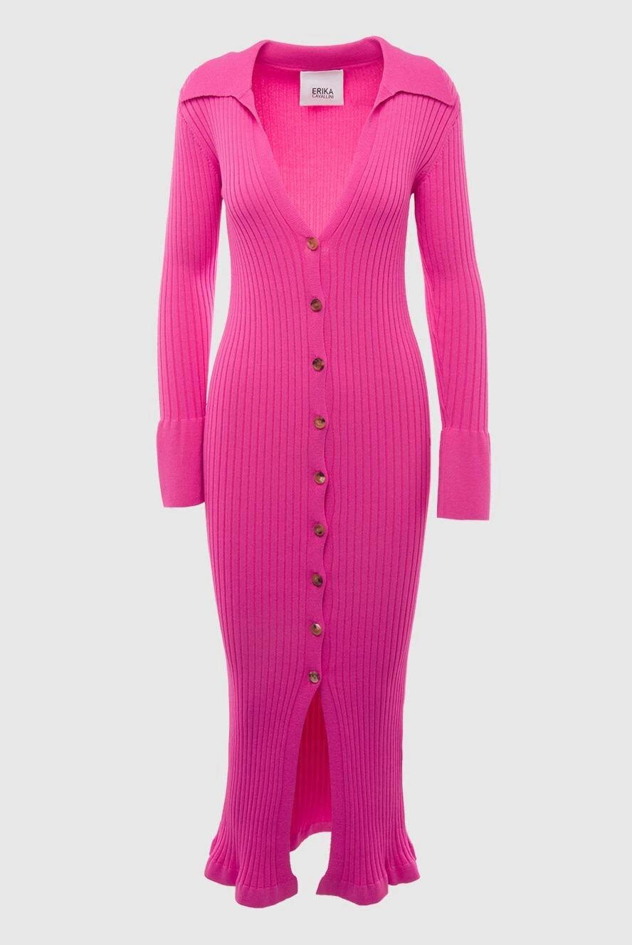 Erika Cavallini pink womens dress with a v-neck and buttons 167978 - photo 1