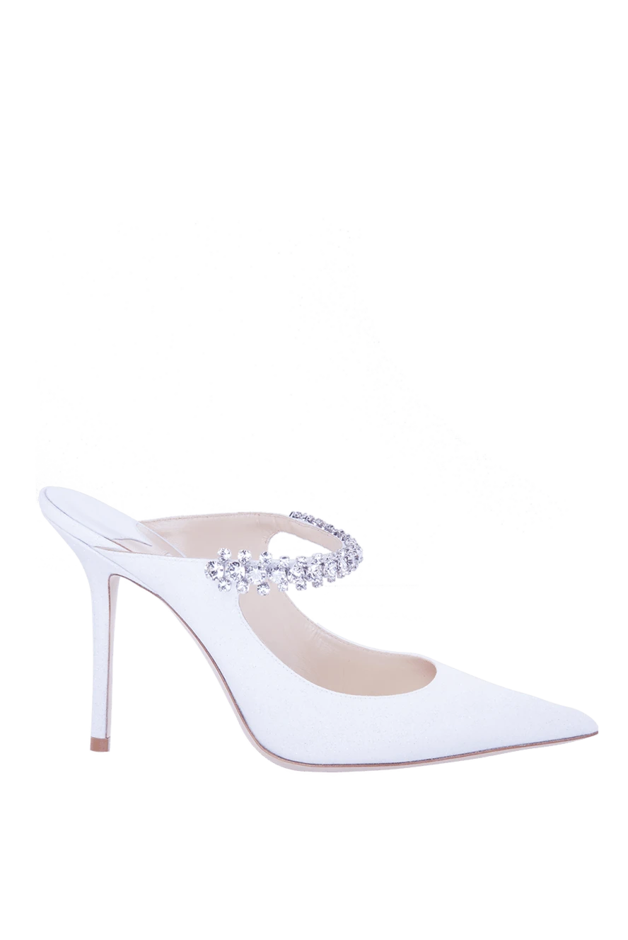 Jimmy Choo босоножки женские белые кожаные с кристаллами на застежке 168311 - фото 1
