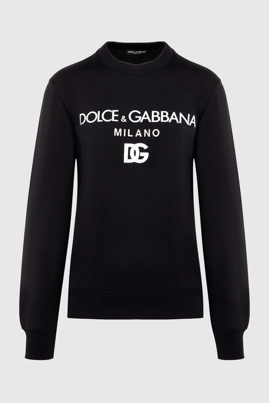 Dolce & Gabbana мужской черный хлопковый свитшот с принтом 168485 - фото 1