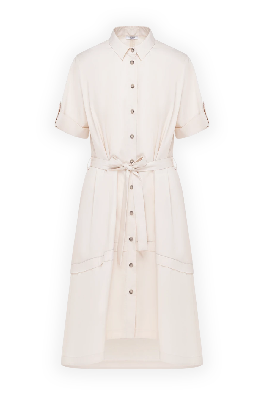 Peserico shirt dress with a belt and short sleeves beige women's 168627 - photo 1