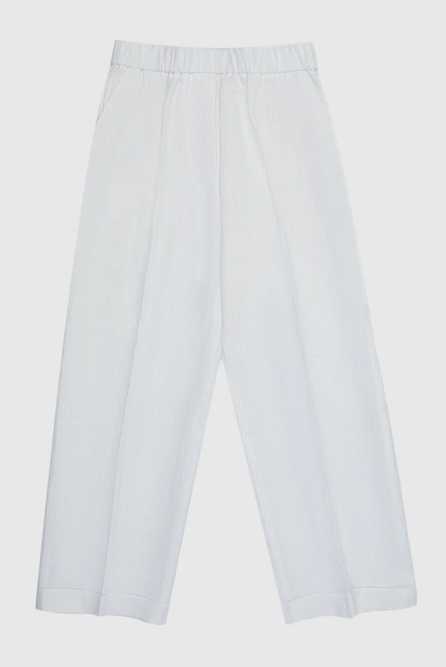 Peserico women's linen white pants in a loose cut 168683 - photo 1