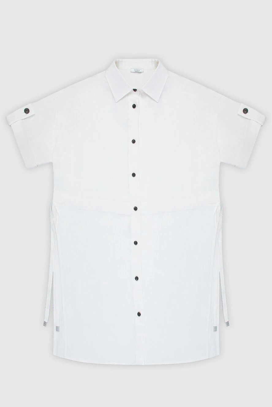 Peserico linen white shirt dress with a drawstring and contrasting buttons women's 168685 - photo 1