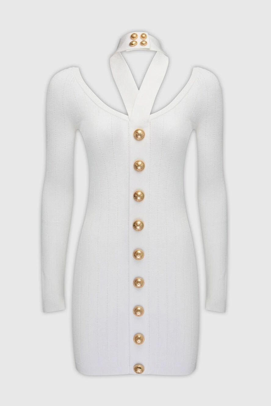 Balmain сукня з віскози та поліестеру біла жіноча 168952 - фото 1