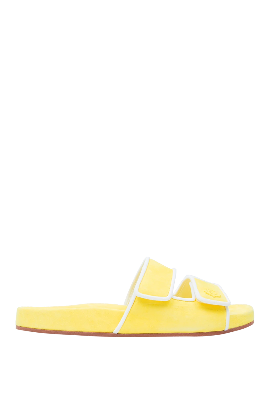Loro Piana шлепанцы женские замшевые с тиснением логотипа желтые 169032 - фото 1