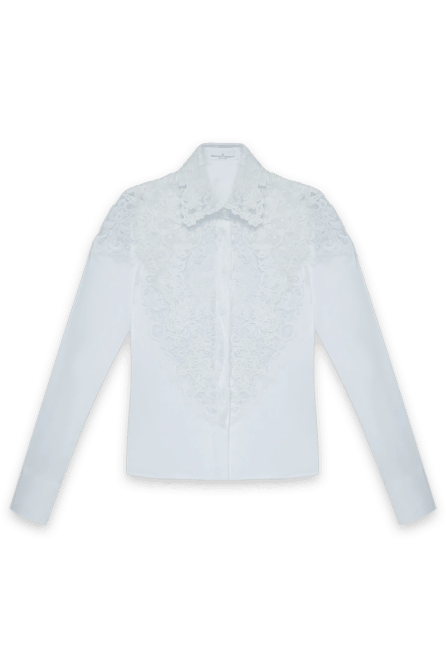 Ermanno Scervino блуза женская хлопковая с кружевом белая 169046 - фото 1
