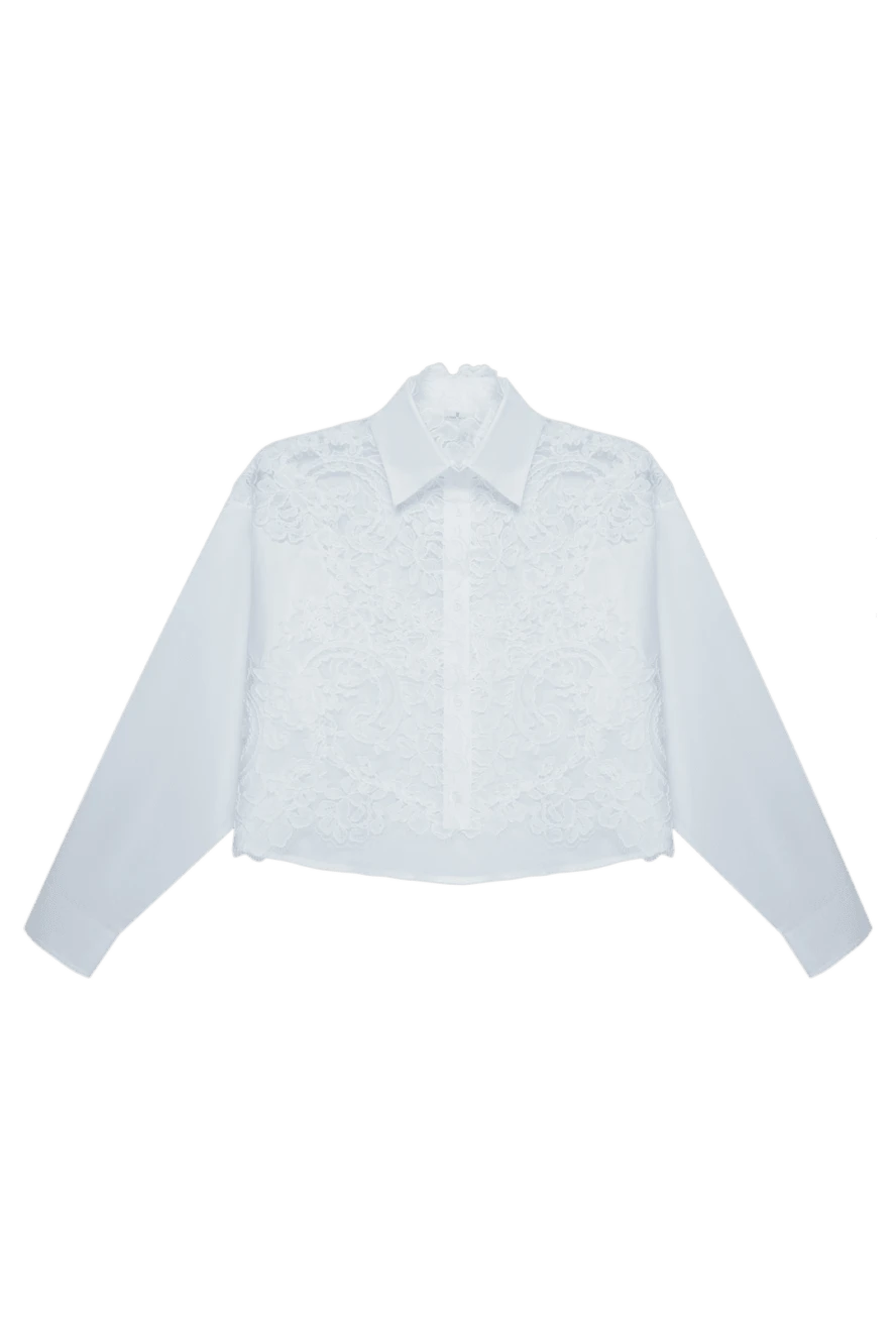 Ermanno Scervino блуза женская короткая с кружевом белая 169050 - фото 1