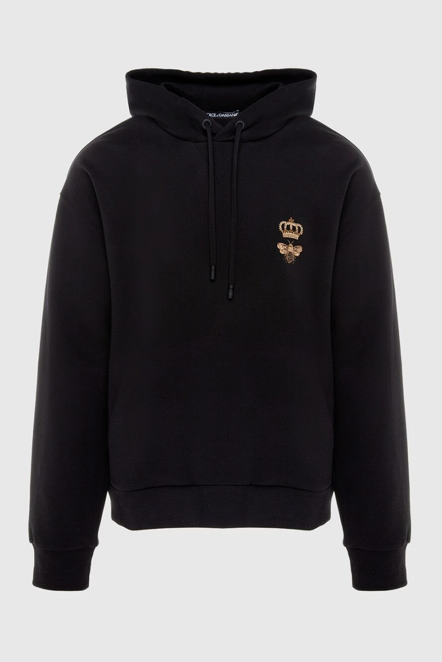 Dolce & Gabbana худі чорне декороване контрастною емблемою бренда чоловіче 169615 - фото 1