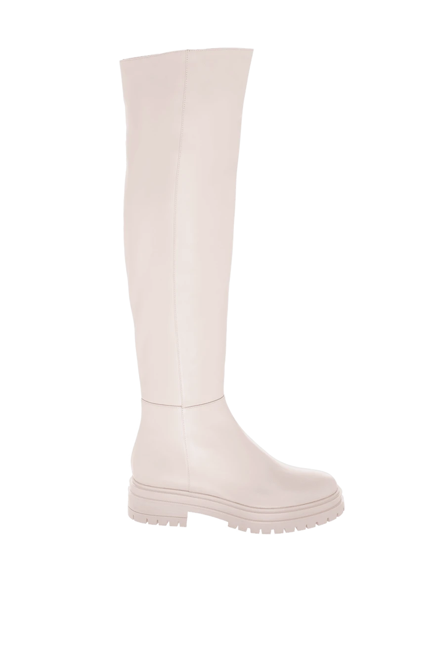 Gianvito Rossi boots women's high leather with chunky sole beige 169760 - photo 1