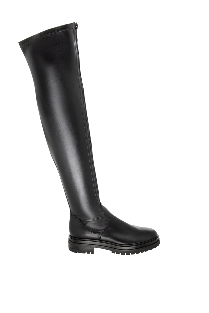 Gianvito Rossi boots women's high leather with chunky sole black 170201 - photo 1