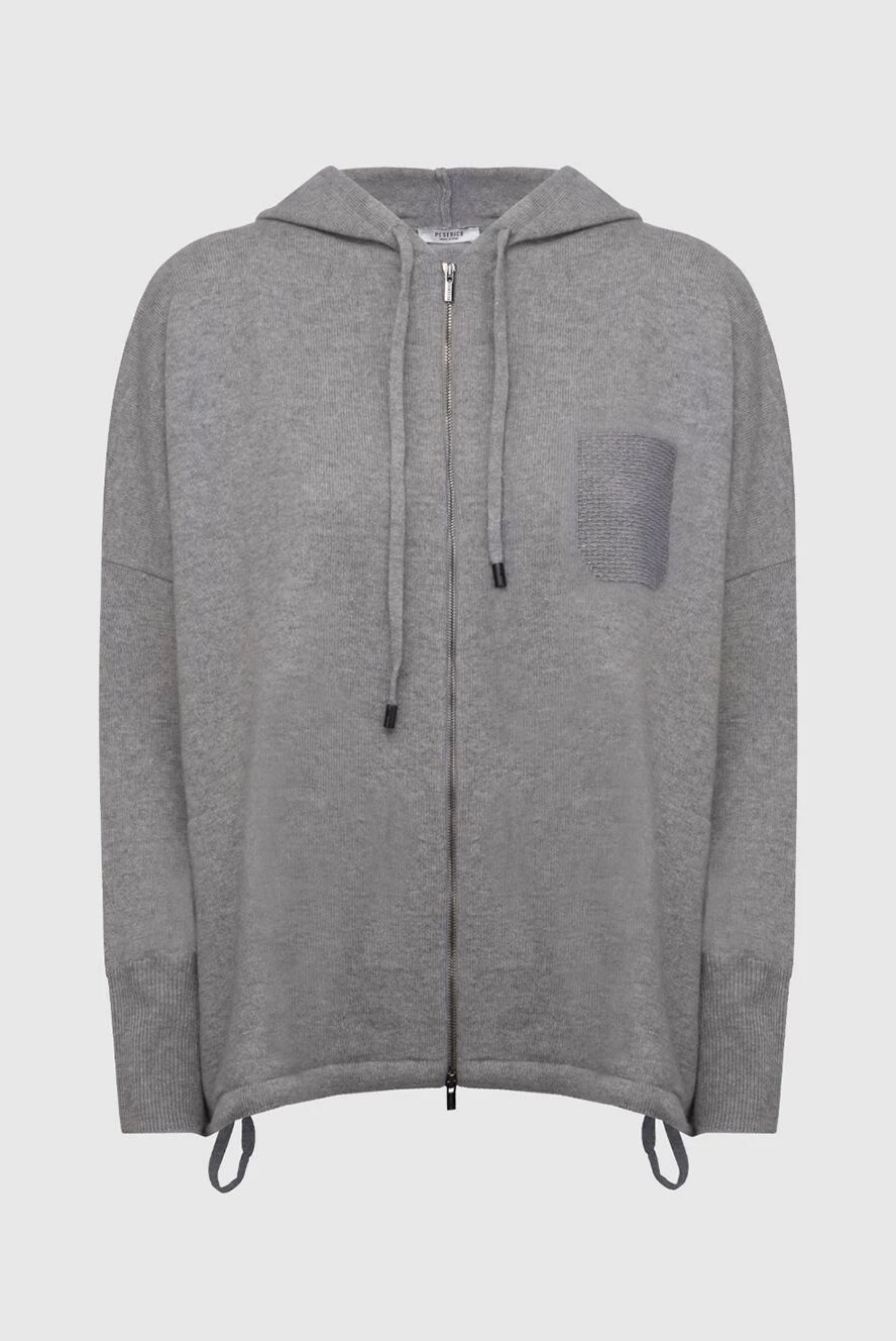 Peserico gray womens zip-up cardigan with a hood 170363 - photo 1