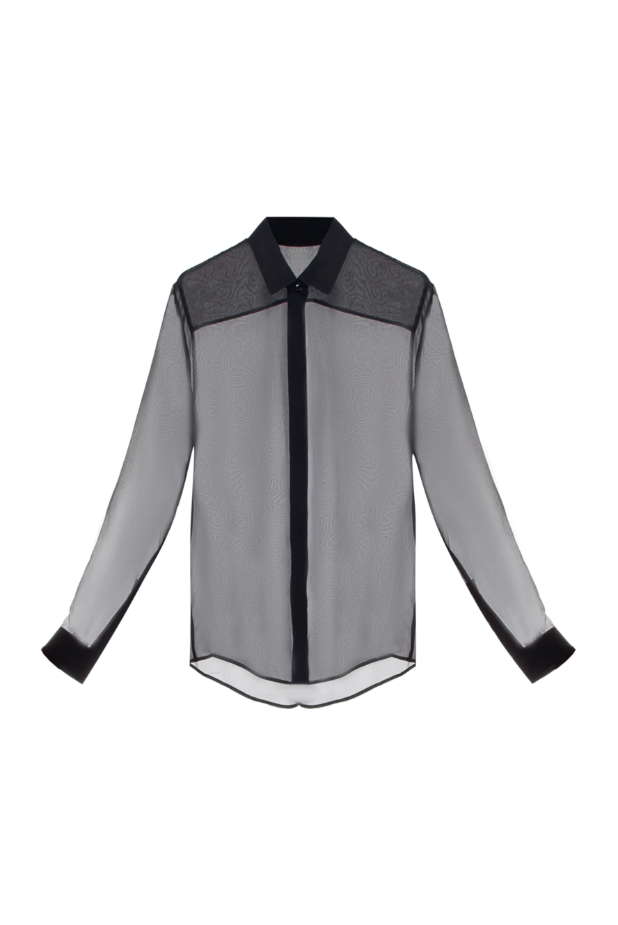 Saint Laurent блуза женская шелковая прозрачная черная 170576 - фото 1