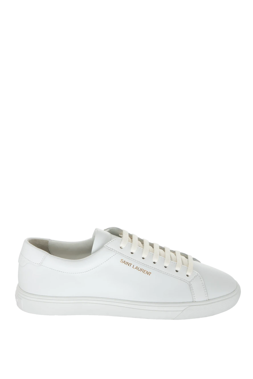 Saint Laurent кеды женские кожаные с желтым логотипом белые 170579 - фото 1