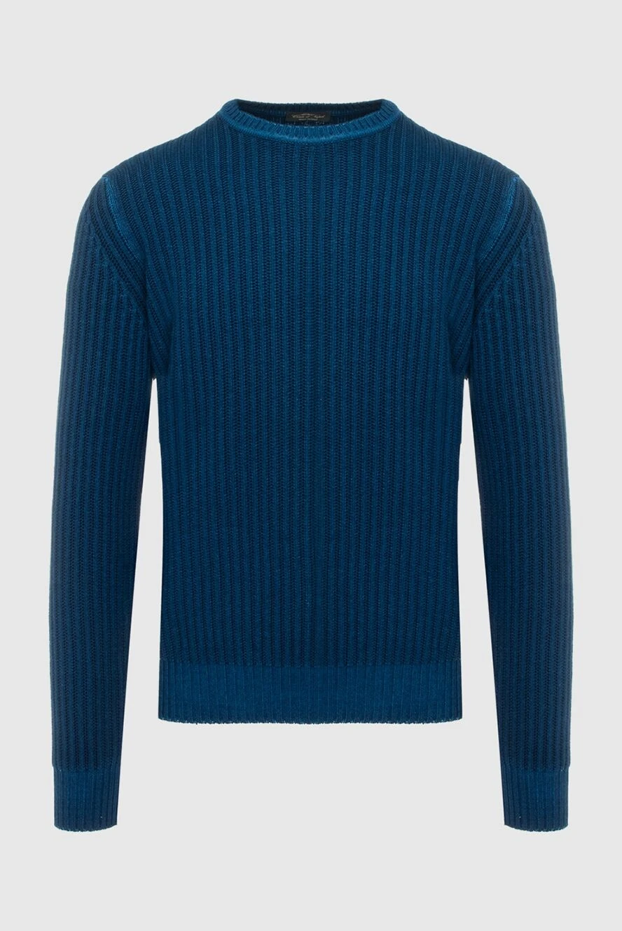 Cesare di Napoli blue ribbed knit wool jumper for men 170709 - photo 1