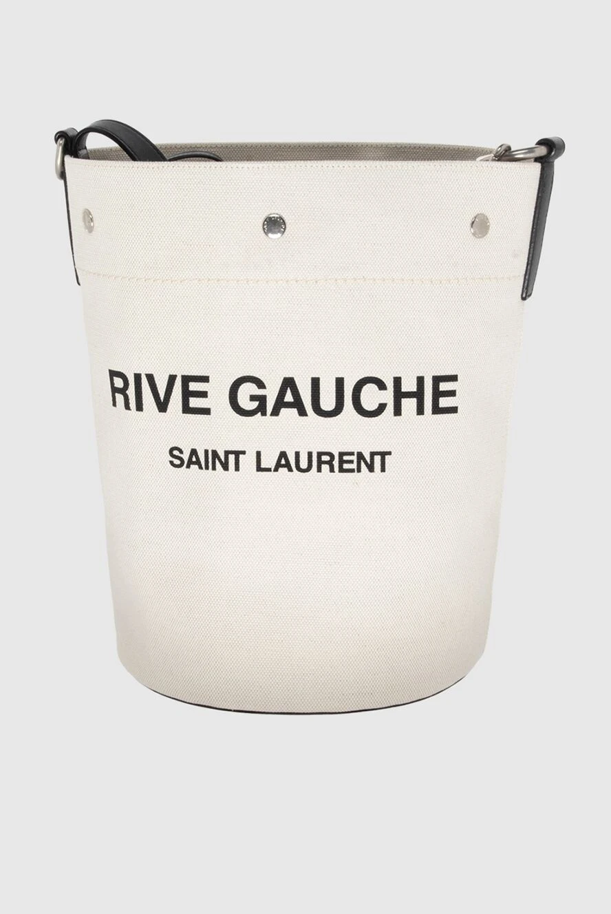 Saint Laurent сумка-шоппер женская белая с черным логотипом 170771 - фото 1