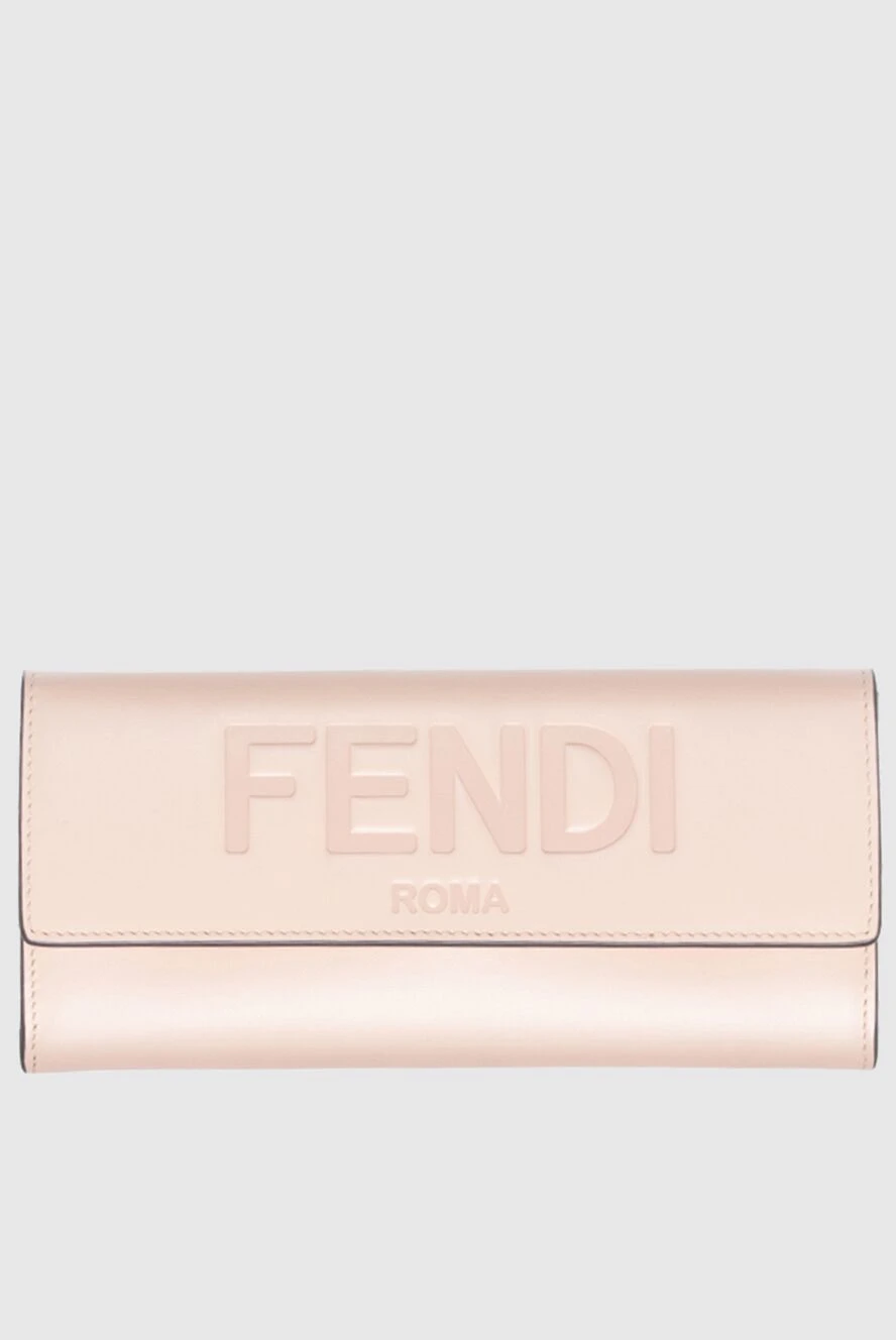 Fendi шкіряне портмоне рожеве жіноче з логотипом 170831 - фото 1